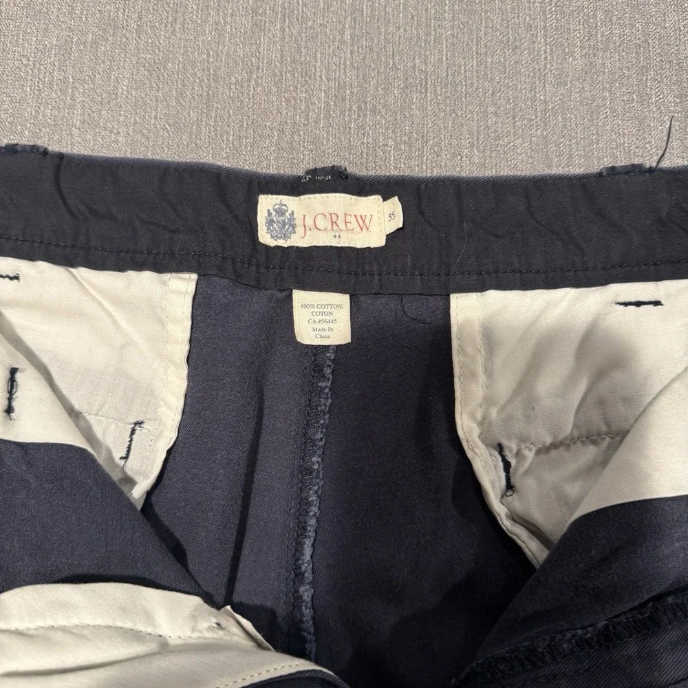 J CREW Shorts Mens 35 Navy Blue Embroidered Shark Gramercy Cotton Beach Fishing